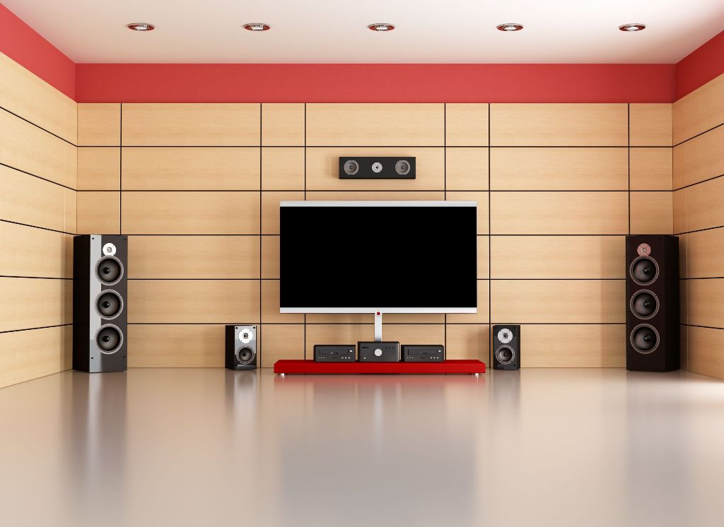 empty living room with home theater system